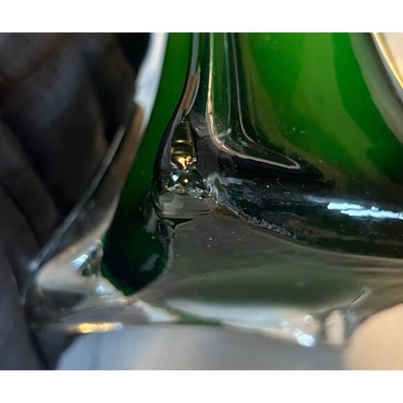 MURANO STYLE ART GLASS JACK IN THE PULPIT CALLA LILY GREEN & PURPLE VASE 15.75" - Picture 9 of 9